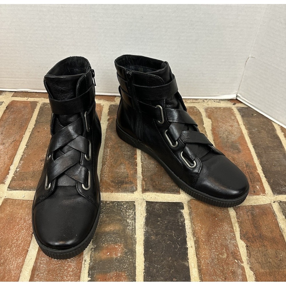 Born Sophia Leather High Top Boots Sneakers Black Women's 11 Edgy Gorpcore